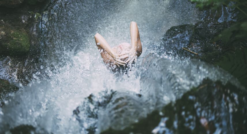 Shower in the river